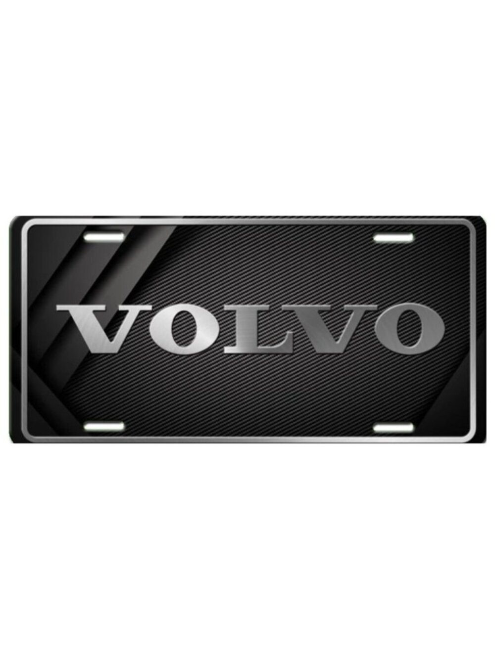 VOLVO Emblem Logo on Black Aluminum Vanity License Plate - Front Car Tag